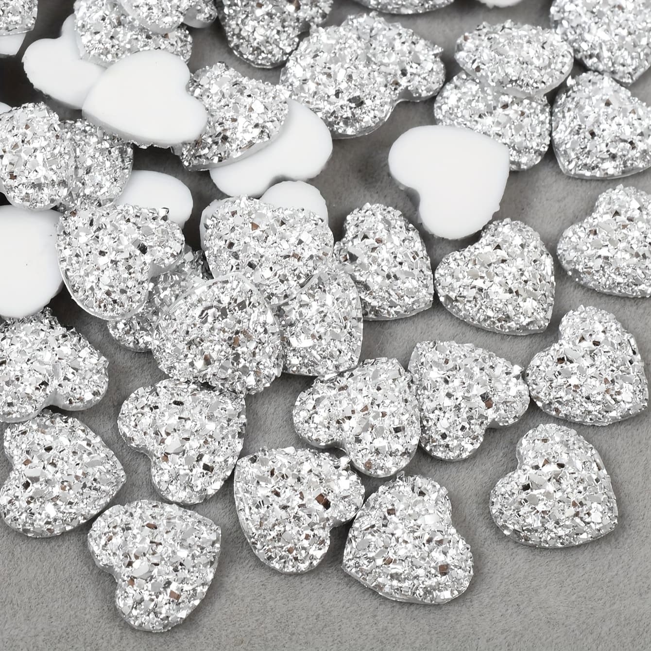 TEMU 100pcs/pack Resin Rhinestones, 12mm Heart-shaped Flatback Rhinestones For Diy Craft Decoration On Clothing, Bags, And Shoes
