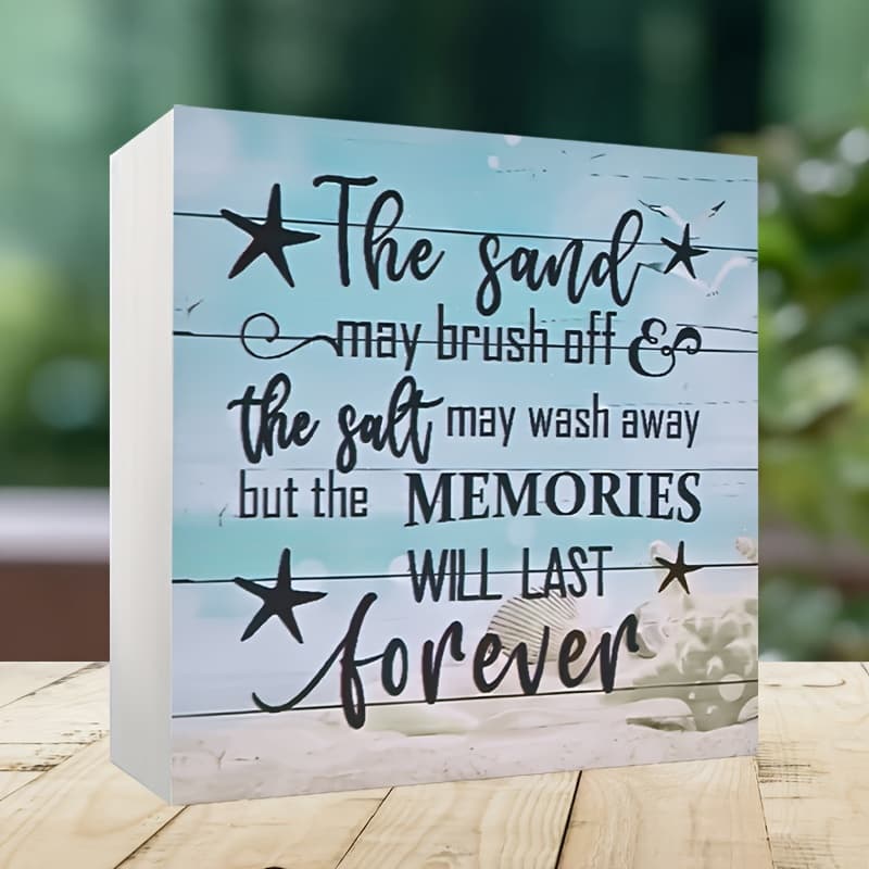 TEMU Beach-inspired Plastic Decorative Sign - ' May , May , But Will Last Forever' - Floor Mounted Ocean Theme Block Plaque For Home, Garden, Farmhouse Decor - 4x4 Inch