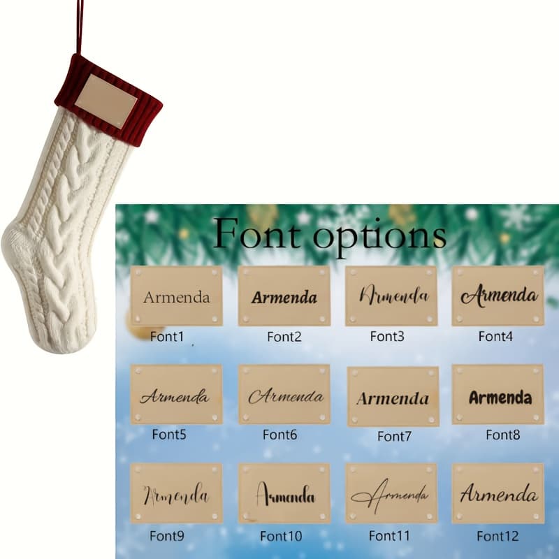 TEMU Personalized Christmas Stocking With Name Customization, 18-inch Large Family Knitted Christmas Stocking