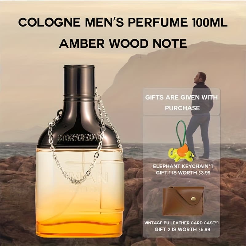 TEMU 3.4 Fl Oz Men's Cologne Spray, Amber Scent, Fresh & Fragrance, Long Lasting Cologne For Daily Use & Holiday Gift