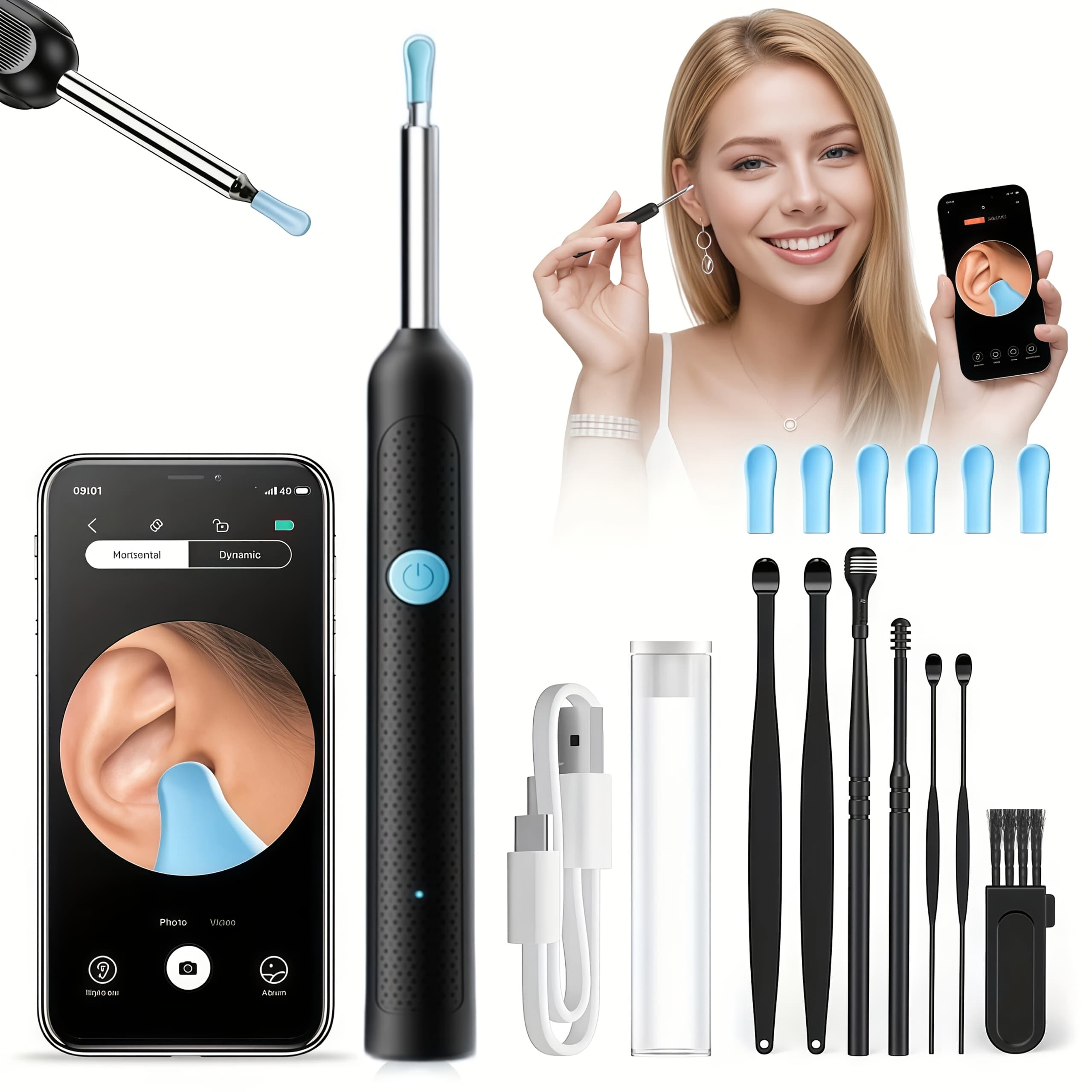 TEMU Pick, Earwax Removal Tool With Pick Covers, Pick With And Light, 7pcs Pick Set, Compatible With All Mobile Phones