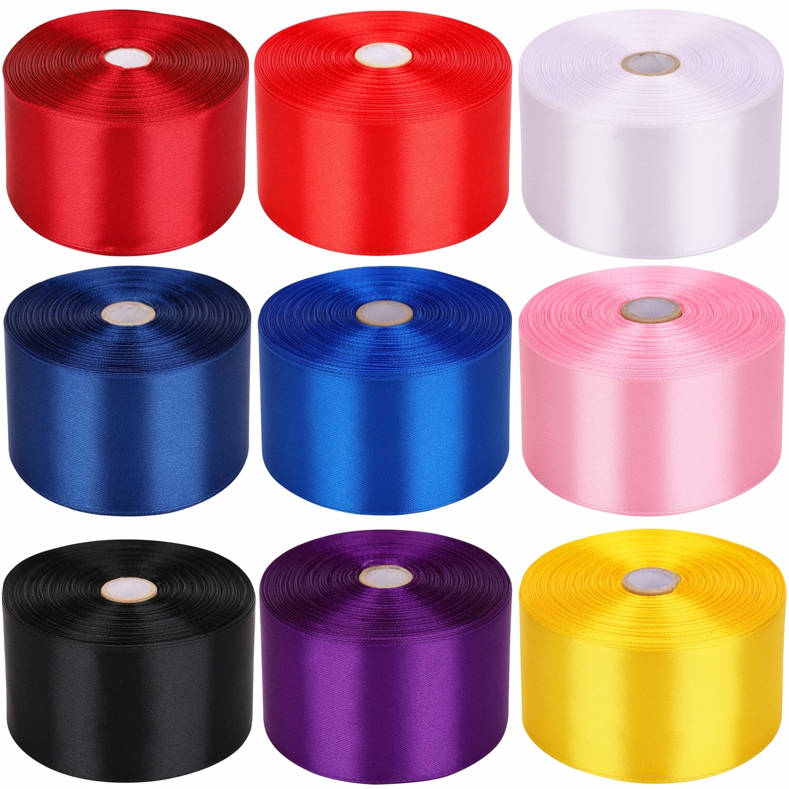 TEMU 9 Rolls 1 1/2 Inch Satin Ribbon, 225 Yards Craft Fabric Ribbon For Gift Wrapping Floral Bouquets Wedding Party Decoration, Valentine's Day And Decorations.