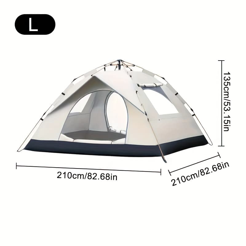 TEMU 3 Seconds Quick Open Automatic Pop-up Tent | With Fiberglass Poles, Oxford Cloth, Zip Closure, Suitable For Hiking, Travel, And Beach - Grey, Double Door, 2 People Capacity