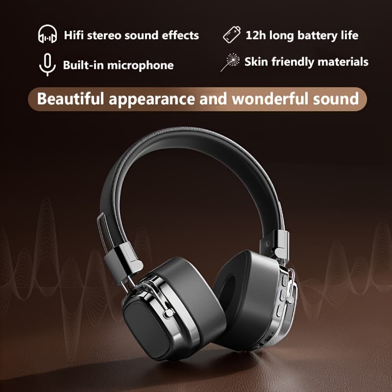TEMU Bluetooth Headphones, Hd Over Ear Headphones With Built-in Microphones, Deep 20 Hours Playtime, Fast Charge Bt 5.2 Headset For Adults, School, Travel