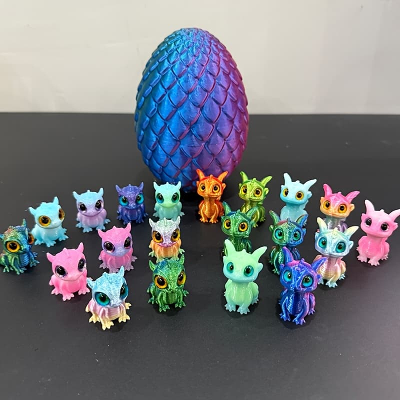 TEMU The 20pcs 3d Printed Dragon And Dragon Egg Gradient Laser Desktop Decoration Is For . Very Suitable For Party And Outdoor And In-car Display Statue Ornaments