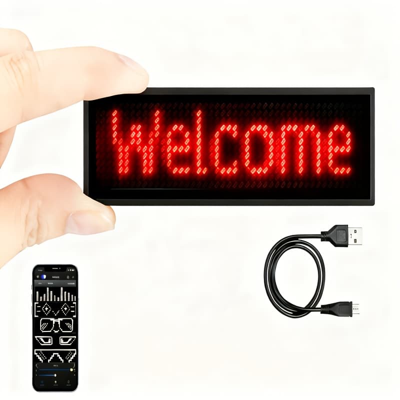 TEMU 1pc Programmable Led Badge, App Controls Editing Of Text, Animation, And Graffiti, Supports Multiple Languages, Suitable For Schools, , Bars, Restaurants, And Corporate Gift