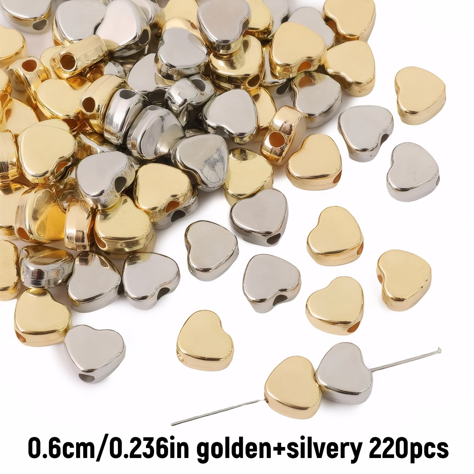 TEMU 220pcs 6mm Peach Heart Spacer Beads Scattered Beads, Material Bracelet Necklace Bracelet Jewelry Makingbracelet Necklace Keychain Additions Handmade Materials
