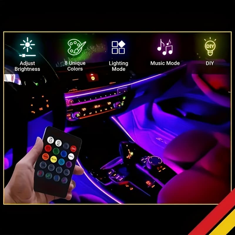 TEMU 4pcs Car Interior Atmosphere Light Modified Car Light, 22.5cm/8.86inch, App Application Control And Remote Control, With Music Synchronization Function, Decorative Led , No Battery