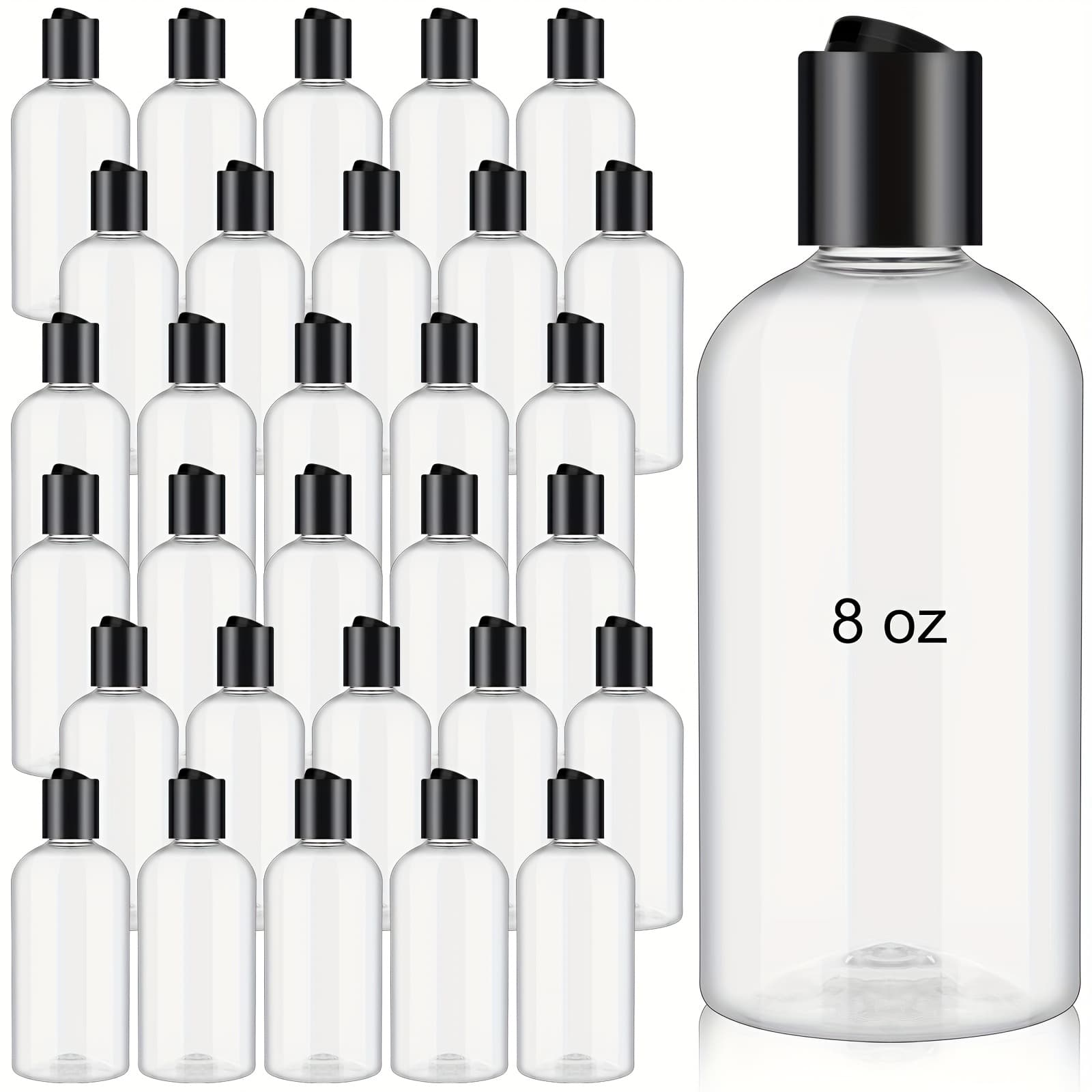 TEMU 30pcs 8 Oz Travel Bottles With Black Disc Refillable Clear Plastic Squeeze Empty Bottles Shampoo Travel Container For Body Wash Cream Lotion Conditioner Soap