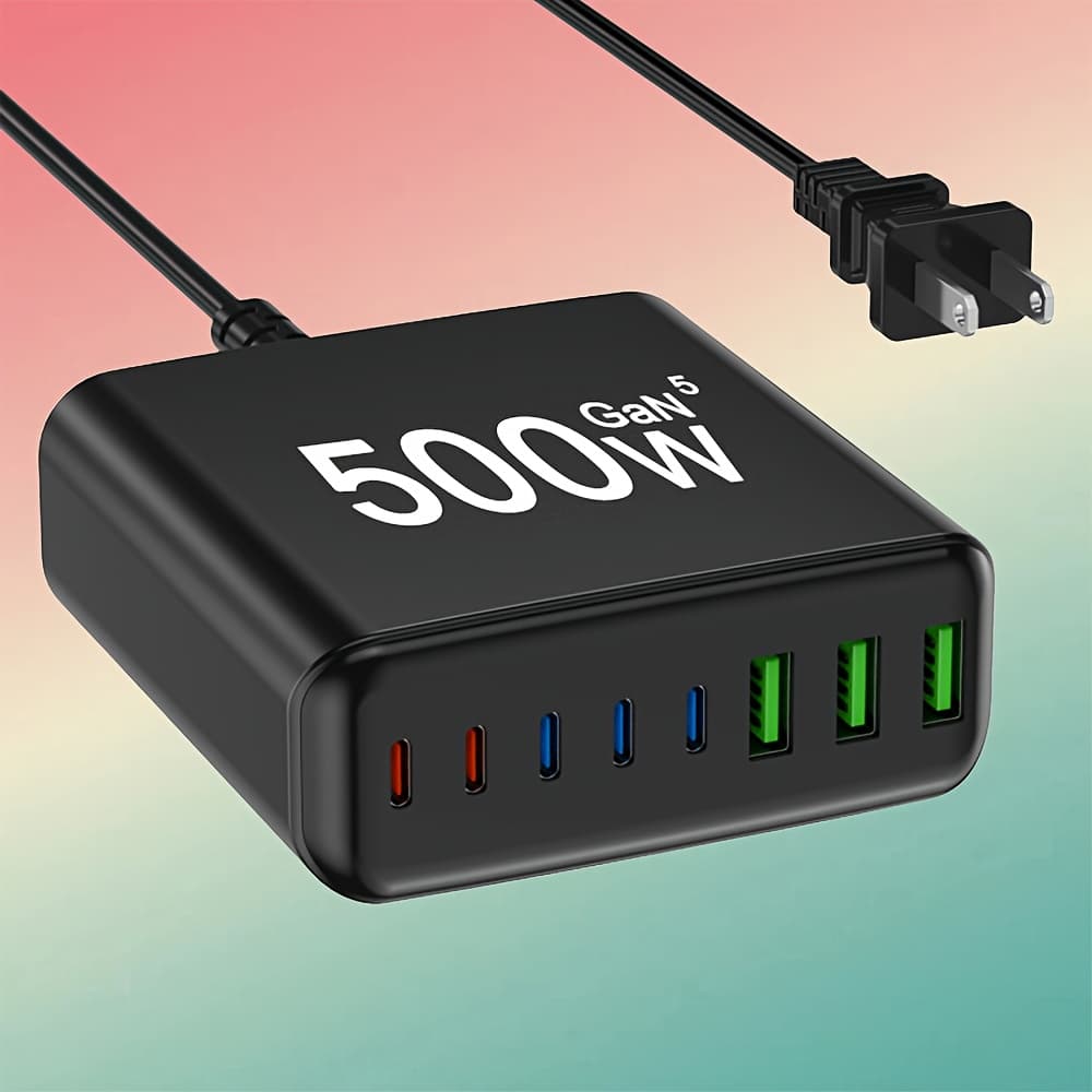 TEMU 500w Fast Charger 8-port Pd Fast Charger Laptop Power Adapter, 65w Laptop Charger Compatible With Tablets, Mobile Phones And Models