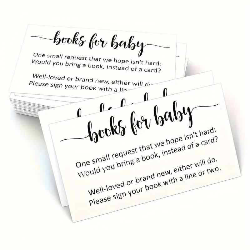 TEMU 50pcs 9x5cm Book For Baby Cards, Baby Shower Party Insert Invitations, Business Card Size, Replace Cards With Books Required Gifts