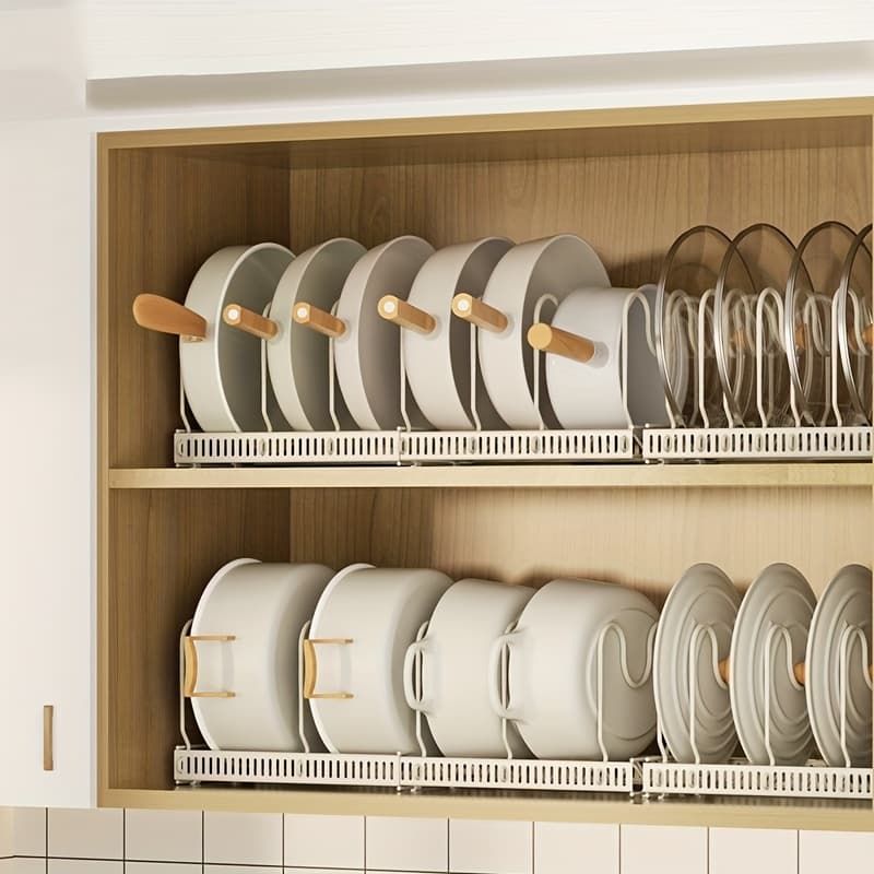 TEMU 13 Shelves Metal Cookware And Kitchen Utensil Storage Rack, Extendable Storage Rack, Kitchen Cabinet Storage Shelf, Suitable For Kitchen Tabletop, Cabinet, Sink, , Standing Shelf