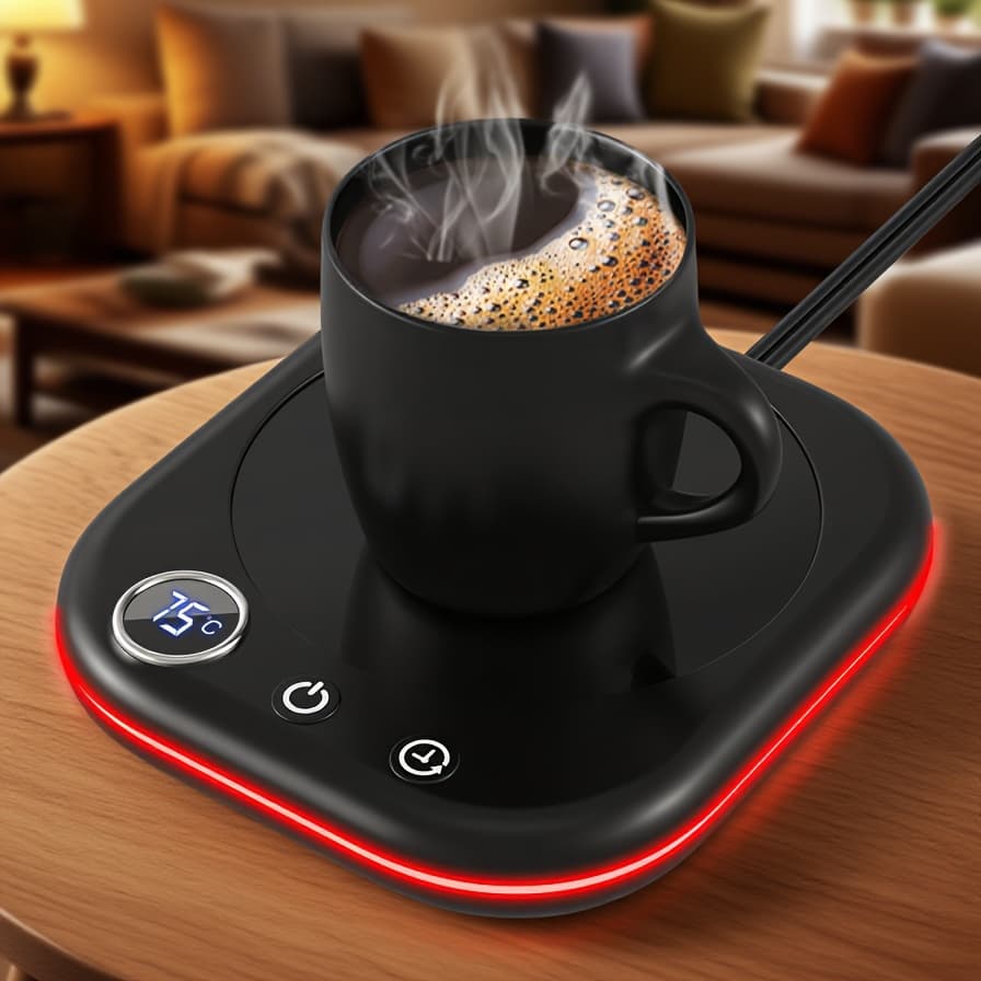 TEMU Coffee Mug , 40 Watt Countertop Coffee Mug With Temperature Display, 4 Hour Auto Shutoff, 3 Temperature Settings And 1-12 Hour Timer, Smart Electric Mug For Coffee, Tea, Water, Milk And (black)