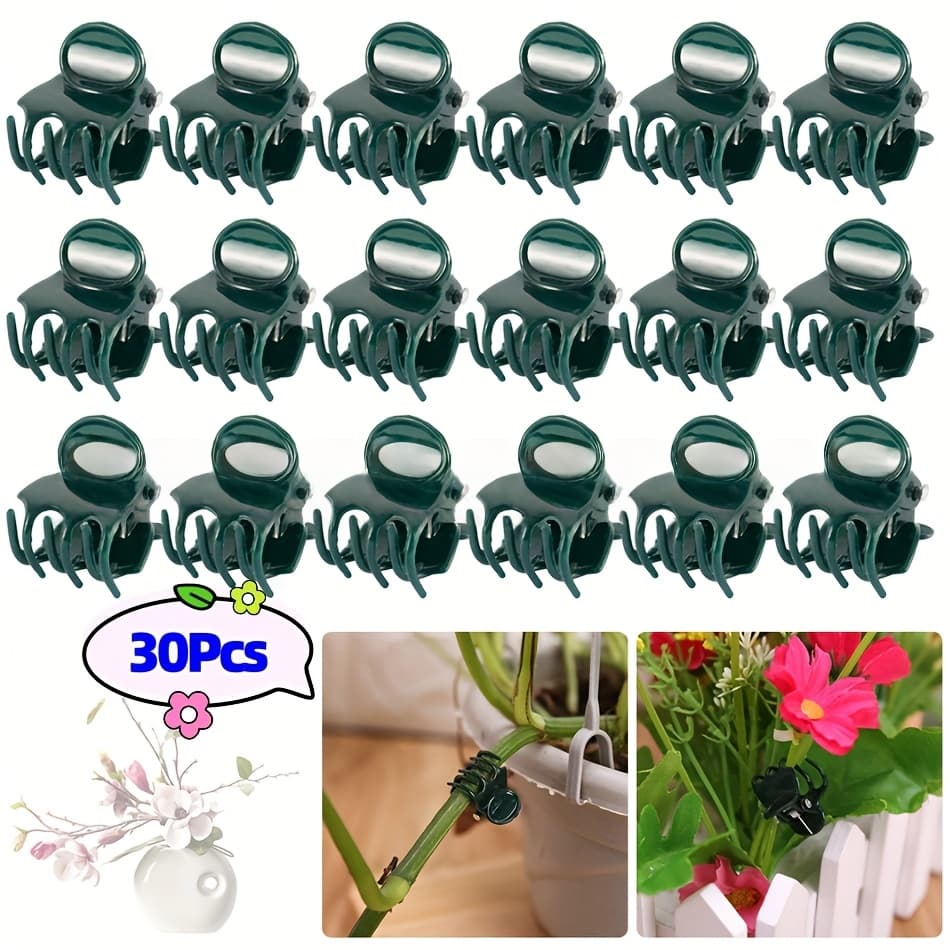 TEMU 30pcs Garden Plant Clips, Vegetable Greenhouse Fixing Clips, Phalaenopsis Plastic Vine Ties, Plant Climbing Vine And Flower Fixators