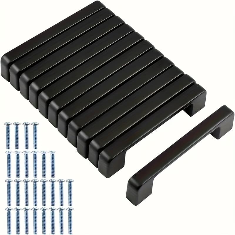 TEMU 12pcs Sleek Black Cabinet Pulls, 3.78" Hole Distance - Durable & -resistant With Mounting Screws Included For | Ideal For Kitchen & Home Furniture