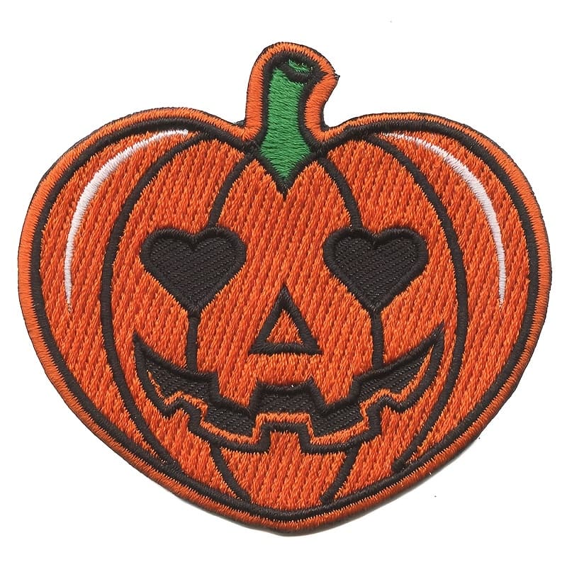 TEMU 1pc Pumpkin Heart Eyes Patch Halloween Spooky Cute Embroidered Iron On