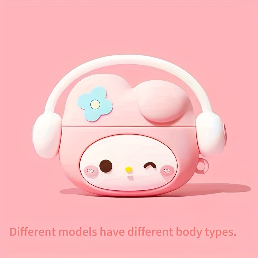 TEMU Earphone Case - Cute Pink With Bow And Heart Details, Durable Pvc Protective Cover, Suitable For 1/2/3/4 And Pro/pro 2 Headphones, Earphone Storage | Accessory | Lightweight Case