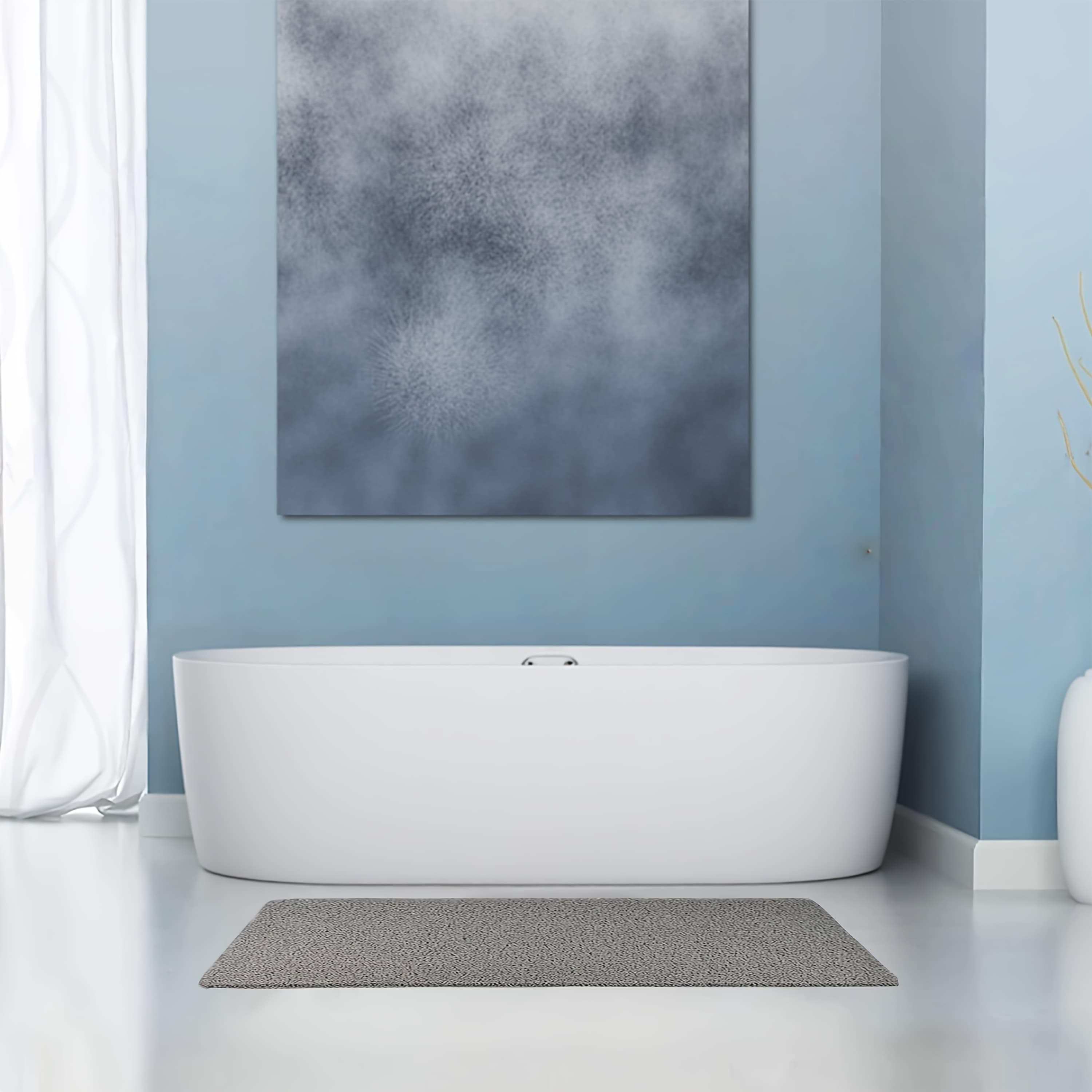 TEMU 1pc Soft Textured Bath Rug - Nonslip, , Quick Drying, Comfortable,, Pvc Loofah Bathroom Shower Mat For , Drain Friendly, Easy Clean, Bathroom Accessories