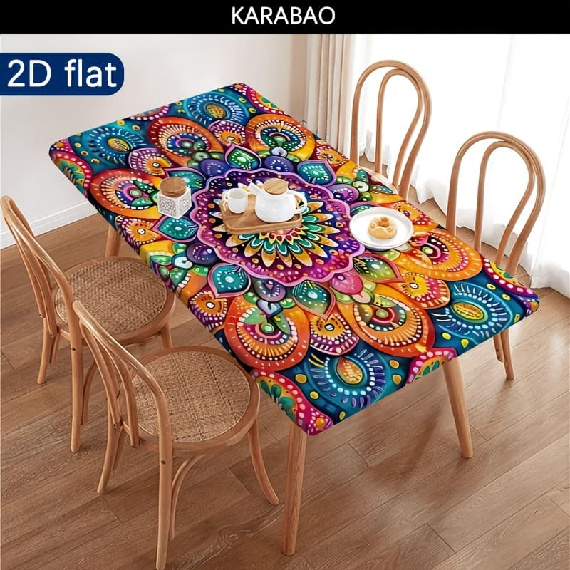 TEMU 1 Outdoor Tablecloth - , Colorful Mandala Art Pattern Print, Outdoor Table Cover, Perfect For Camping, Picnics, And Garden Parties, Picnic Accessory, Suitable For Indoor And Outdoor Use