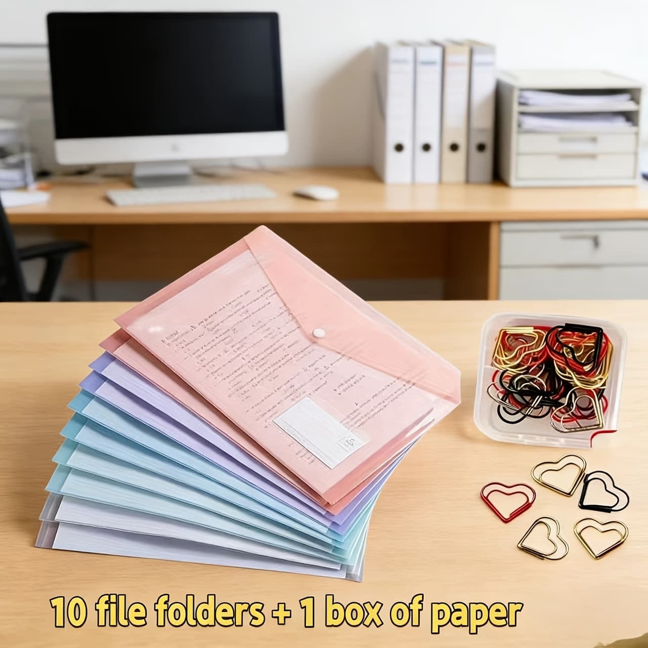 TEMU 10pcs/20pcs/5pcs A4 File Folder With Closure, Transparent Thickened Document Storage Bag, Suitable For Students And Office Use, Office File Folder Fashion Document Storage