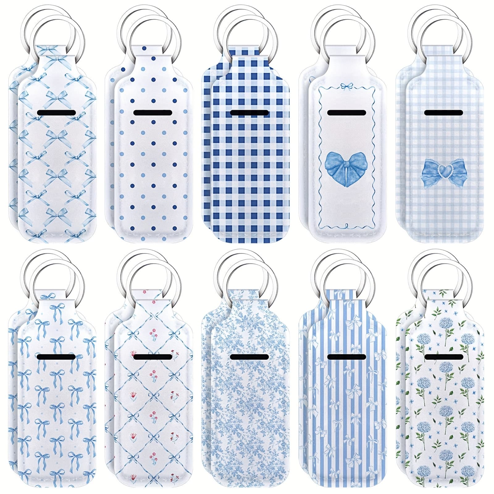 TEMU 20pcs Bow Lipstick & Lip Gloss Holder Keychain - Cute Lip Balm With Bow Accent, Portable Lipstick Suitable For Birthday Party Favors, Prom, ( &)