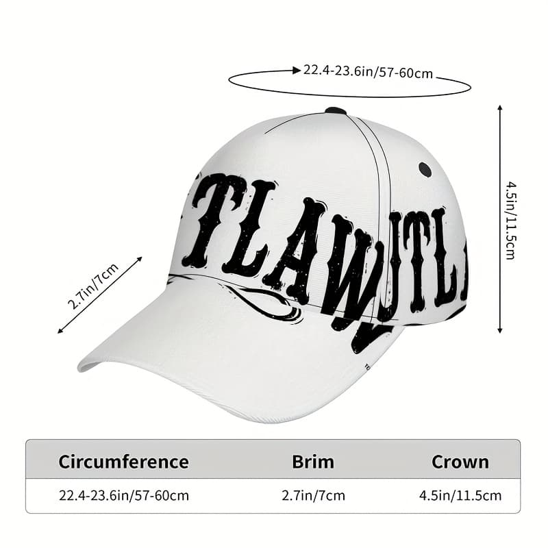 TEMU 1pc 2d Outlaw Script Print Baseball - Full-body Vibrant Polyester Hat, Adjustable Snapback For Running, Sports & Casual Streetwear.