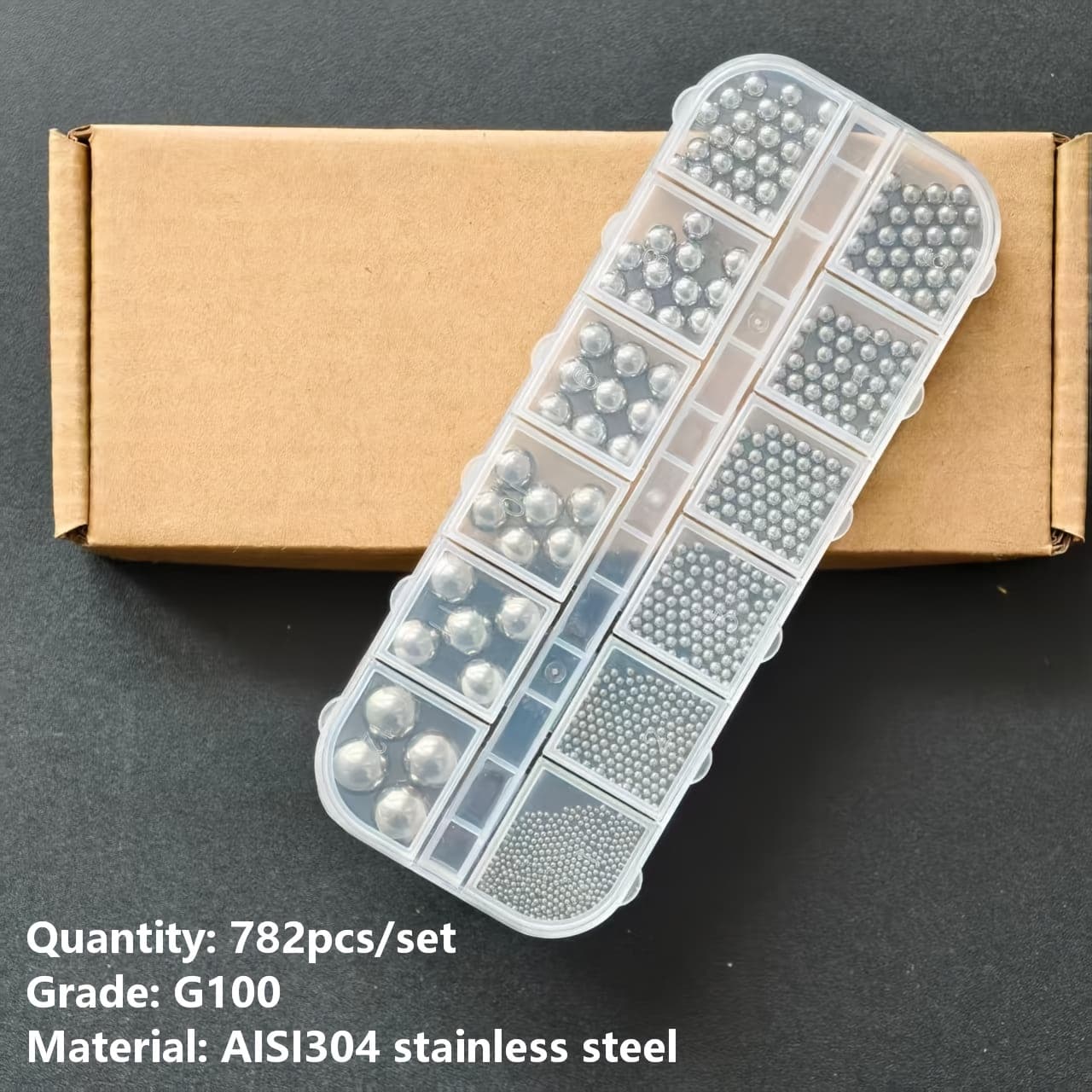 TEMU 782pcs/set, Precision Stainless Steel Ball Set, 12 Sizes Of Aisi304 Stainless Steel Precision Balls, Grade, Diameters Are 1mm/1.5mm/2mm/2.5mm/3mm/3.5mm/3.9688mm/5mm/6mm/7mm/8mm/9mm