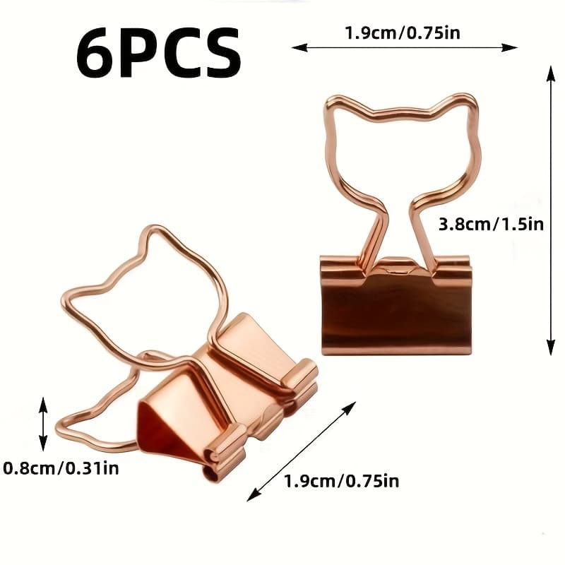 TEMU 6, Cute Cat Metal Clips, Creative Heart Metal Clips, Study Supplies, Office Supplies, Used To Protect Photos, Receipts, And Notes