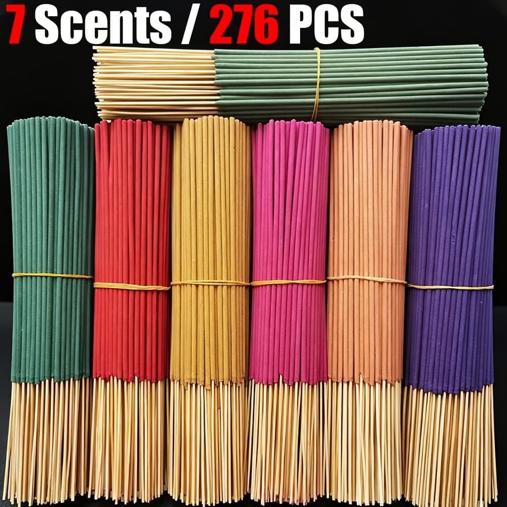 TEMU 276 Natural Bamboo Incense Sticks, Long-lasting Fragrance, Contains , Frankincense, Jasmine, Rose, Sandalwood, Lavender, , Ideal For Home, Office, Yoga, Meditation, Hotel, Perfect For Holidays