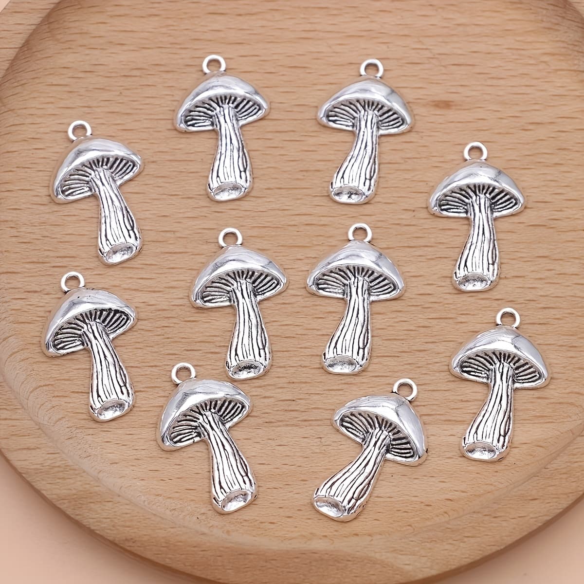 TEMU [popular ] 10pcs Alloy Mushroom Charms - Perfect For , Necklaces, Earrings & Keychains