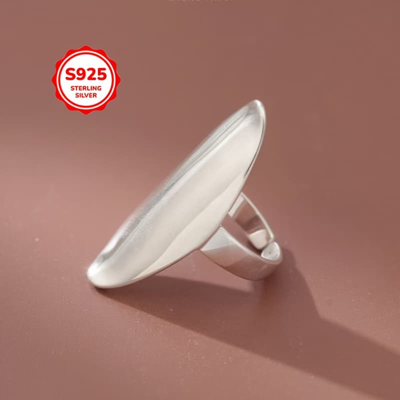 TEMU Elegant 925 Sterling Silver Ring For Women, Geometric Curved Surface, , Unique Hip-hop , , Finger Ring, & Gift-, Valentine's Day Suitable, Accessory
