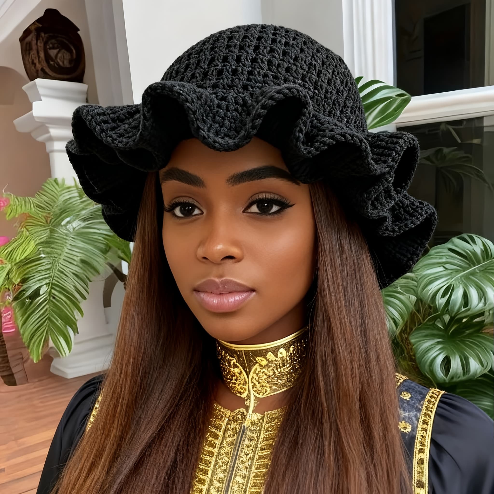 TEMU Women' & Unisex Handmade Crochet Bucket Hat - Winter Brim Floppy , Stretchy Elastic Fibre Hat Suitable For Festival, Travel, Outdoor - Handmade Cloche Hat For & S