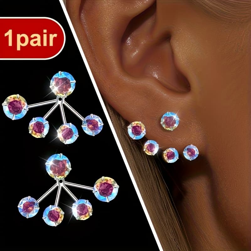 TEMU Women's Fashion Illusion Synthetic Zirconia Earrings, Flower Bracket Earrings , Cute And Delicate Hypoallergenic, Surprise Gift For , Party Everyday Occasions Gift Y2k