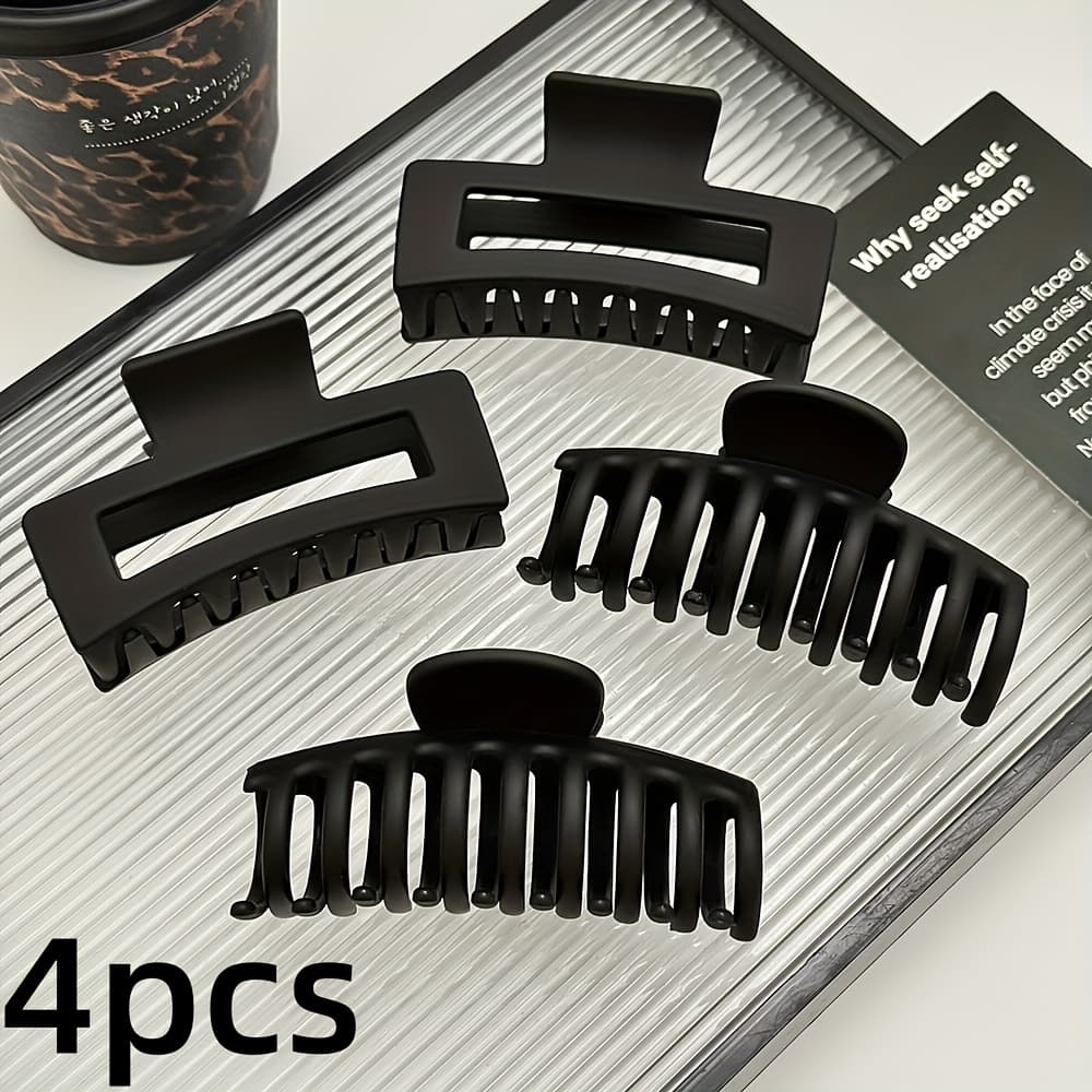 TEMU 2/4pcs The Combination Of Large Black Squares And Hairpins Is Suitable For Daily Wear And Hair Styling, With And Durability, Making It The For Gifts