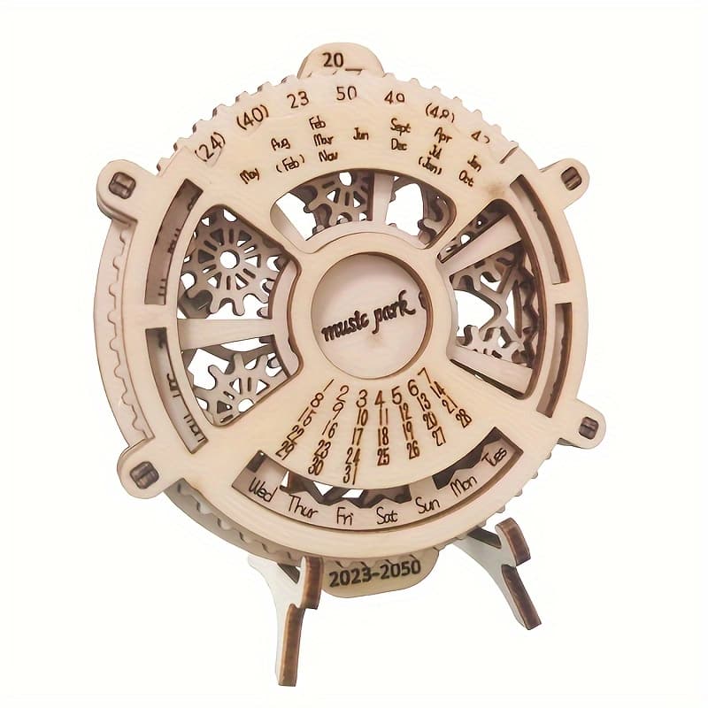 TEMU 3d Wooden Puzzle Perpetual Calendar With Mechanical Gears - Model Kit, Wood Brain Teaser Building Set, Monthly Calendar Toy For S & Families, Christmas Gift