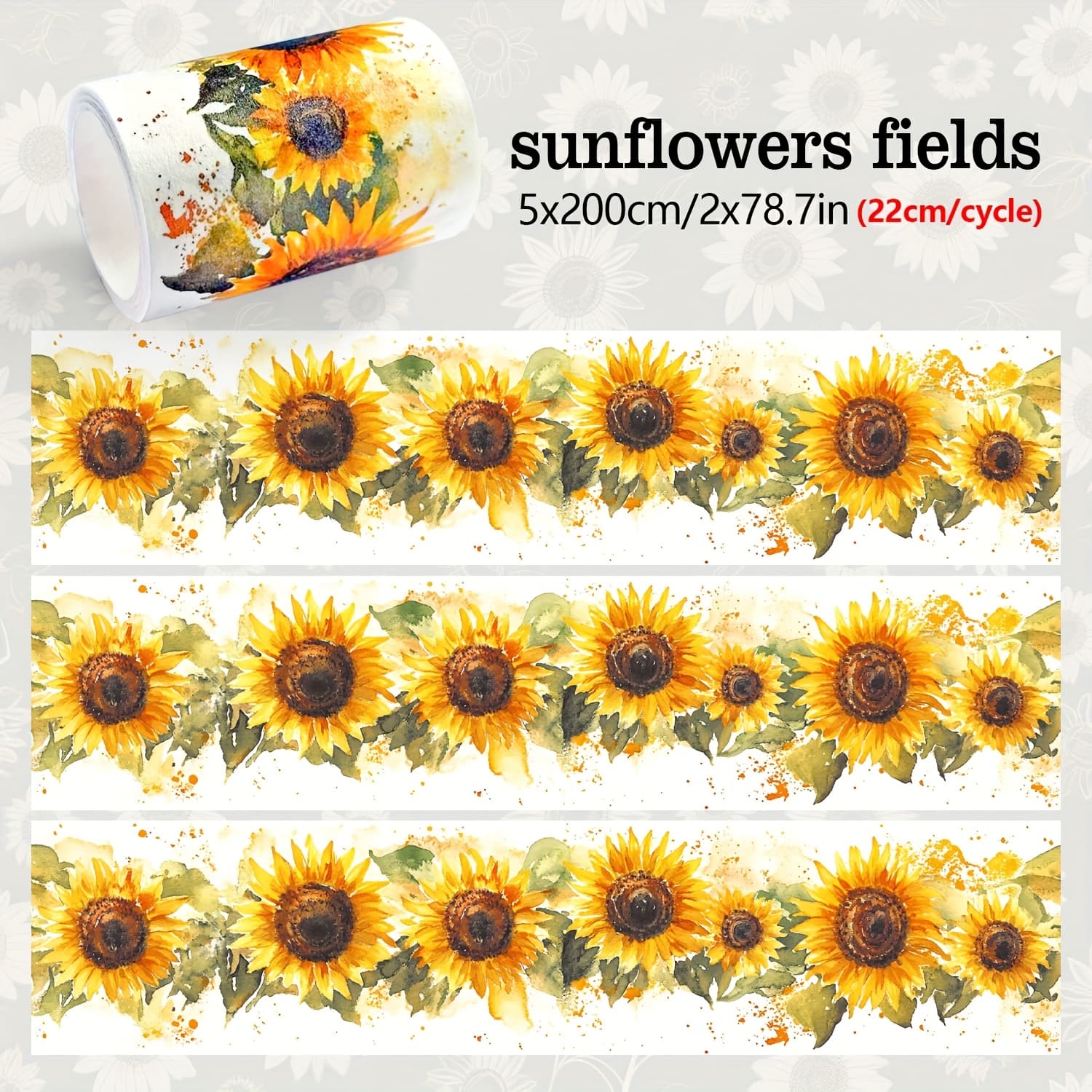 TEMU 2m Sunflower Washi Tape For Diy Creative Artistic Journals, Cultural And Creative Cartoon Anime, For Club Journals, Laptops, Phone Cases, Water Bottles, And Other Diy Decorations