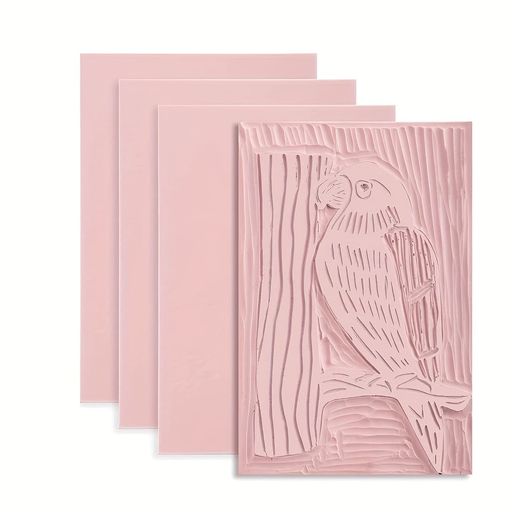 TEMU Blocks For Printmaking Supplies - 4pcs 4”x6” Rubber Block Printing Kit For Stamp Carving, Soft Relief Printing For Diy Crafts & Art Projects