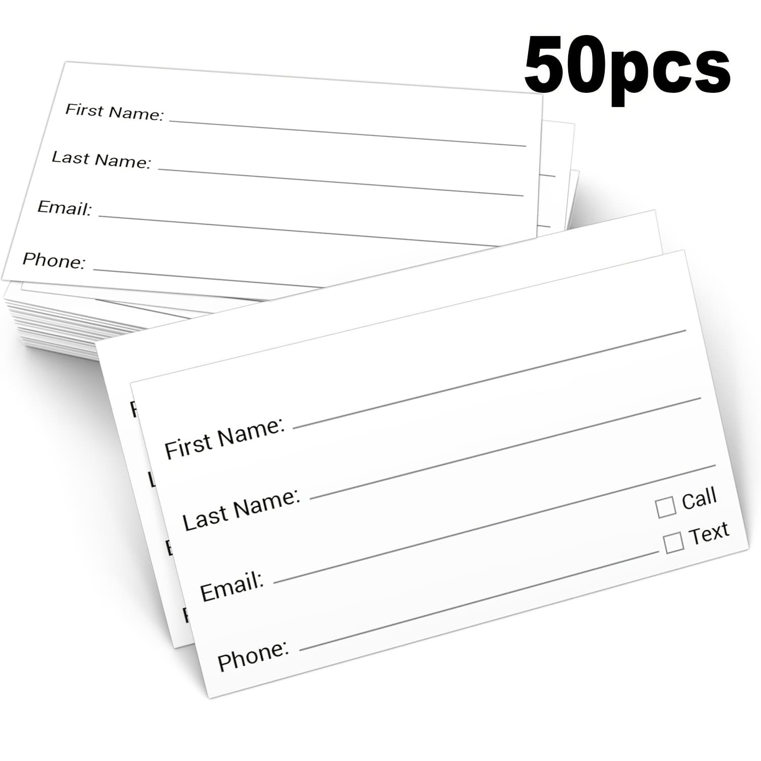 TEMU 50 Sheets/pack, Customer File Contact Cards, Suitable For Small Businesses, Shops, Spas, Salons, Customer Information Forms, White Cards, Office Supplies Cards