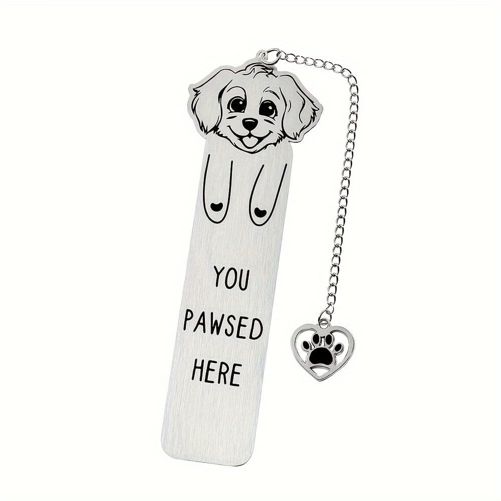 TEMU Cute Furry Puppy Stainless Steel Bookmark - Perfect Gift For Dog Lovers, Readers & - Ideal For Birthdays, Surprise Parties & Everyday Use
