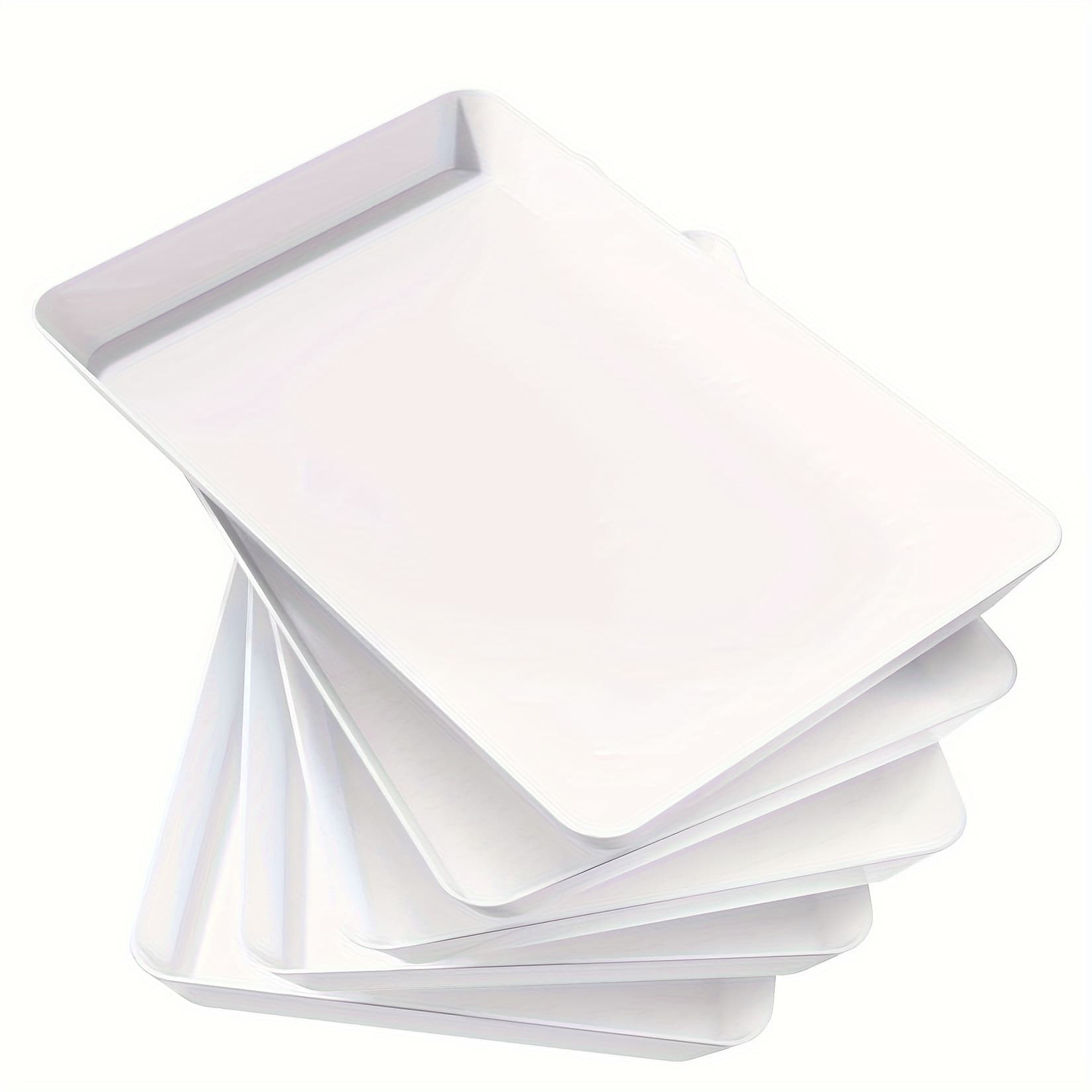 TEMU Serving Tray Plastic For Party Supplies, 15" X 10" Platters For Serving Food, Thanksgiving White Reusable Tray For Veggie, Snack, Fruit, , Desserts In Kitchen/pantry Organization, 5/9pcs