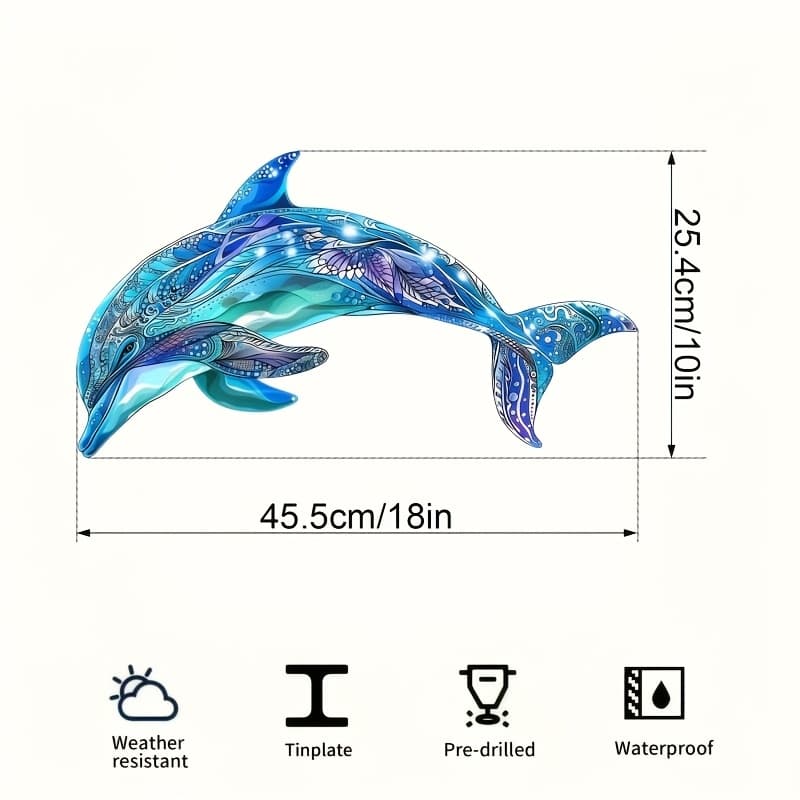 TEMU Durable Decoration For Living Rooms, Bedrooms And Outdoor Spaces - Ideal Housewarming Gifts - Colorful Metal Dolphin Wall Art - Easy To Hang, Holiday Gifts