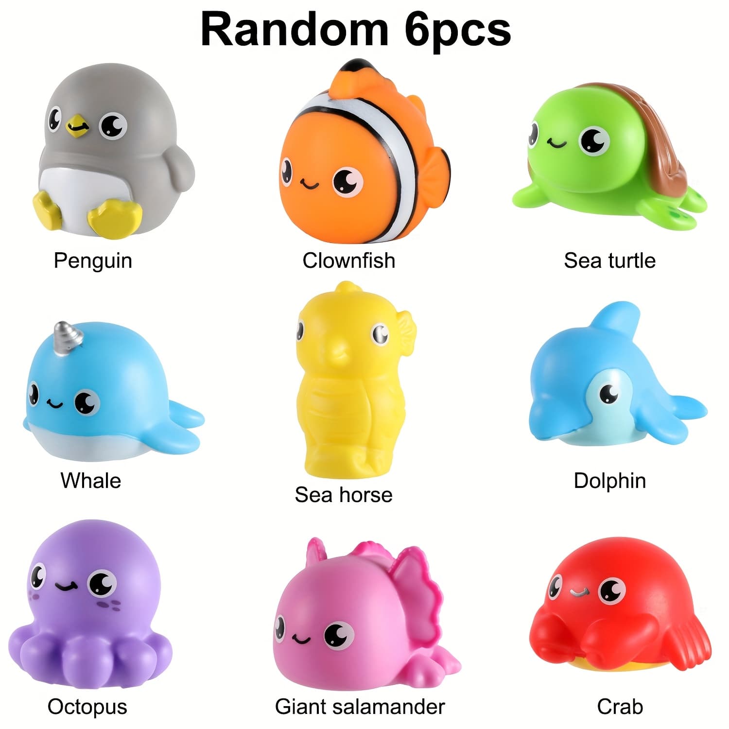 TEMU 6/8/10pcs Light Up Bath Toys For Kids, Sea Animals Bathtub Toys For Baby Toddlers, Water Pool Toys For Boy Girl Gifts Random Colors