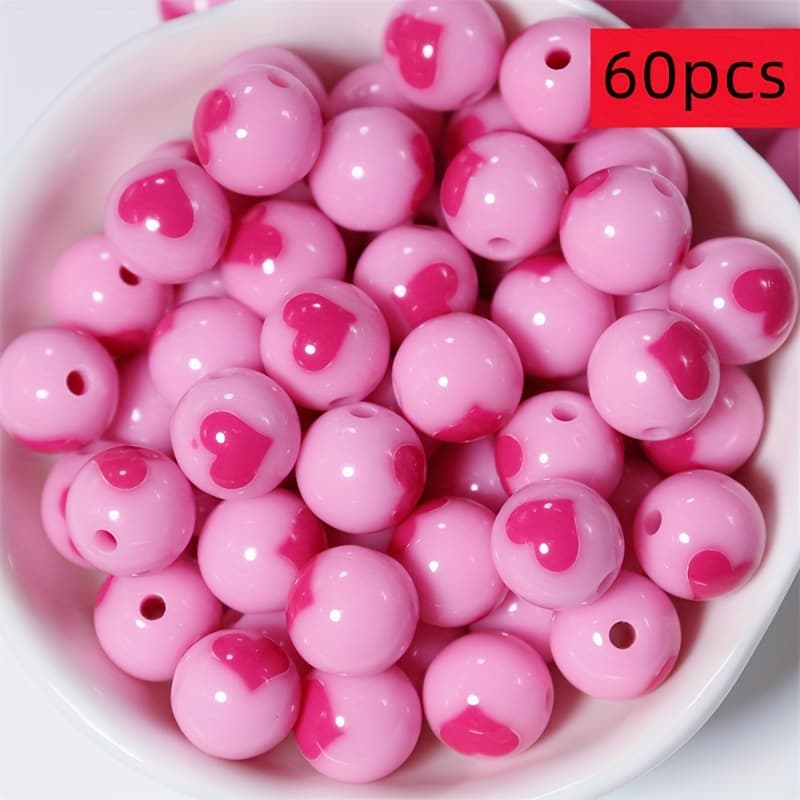 TEMU A Set Of 60 -shaped Round Beads, Each Measuring 12mm, Suitable For Bracelets, Necklaces, Rings, And Other Jewelry Items. Elegant Beads Are Perfect For Valentine's Day Themes,