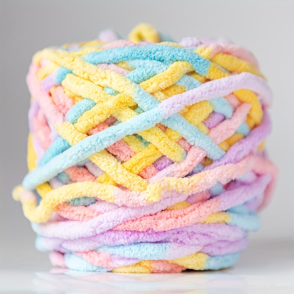 TEMU 1 Roll Of Ice Strip Yarn Dyed With Gradient Ice Strip Yarn, Thick Yarn, Woven Scarf Yarn, Crochet Blanket Yarn