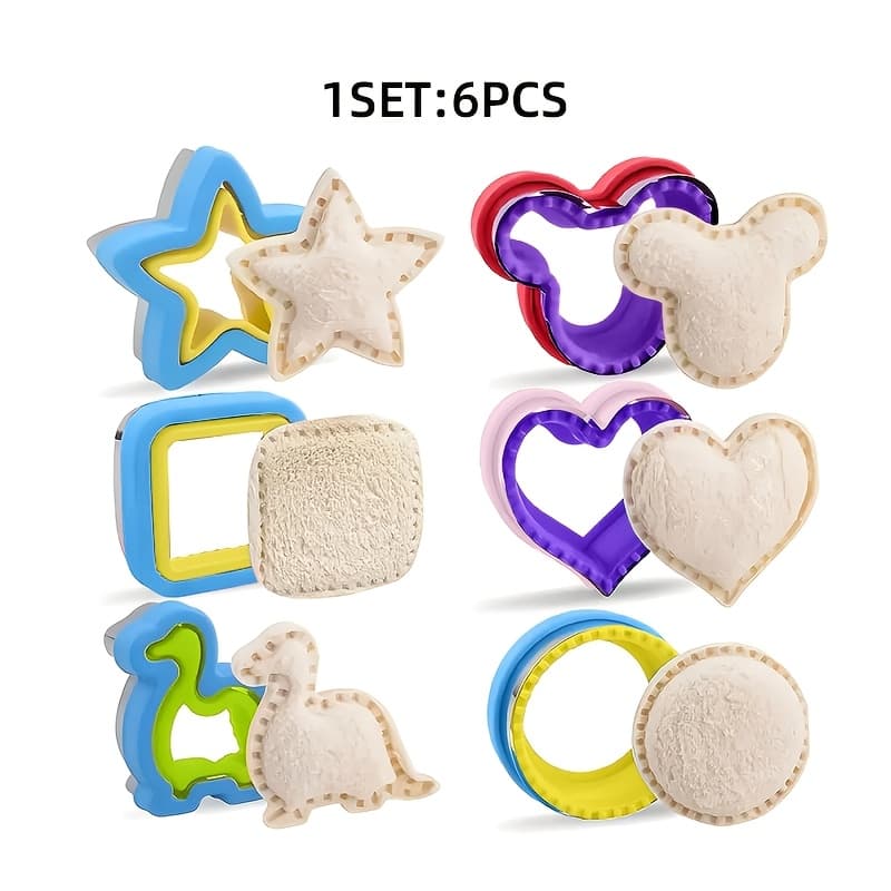 TEMU 6 Sandwich Molds - Heart, Dinosaur, Square, Star, Round, And Bear Baking Molds - Sandwich Cutters And Sealers - Shapes - Suitable For Home Dining And The - Essential Kitchen Tools For Household
