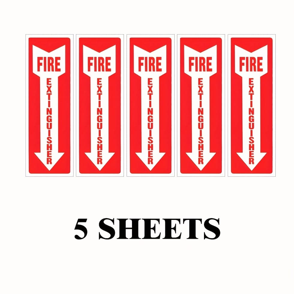 TEMU 5pcs/pack Company, Factory Fire Extinguisher Indicator Sign 5pcs, Vinyl Fire Safety Extinguisher Sign Self-adhesive Reminder Fire Sticker Red 20*6.6cm