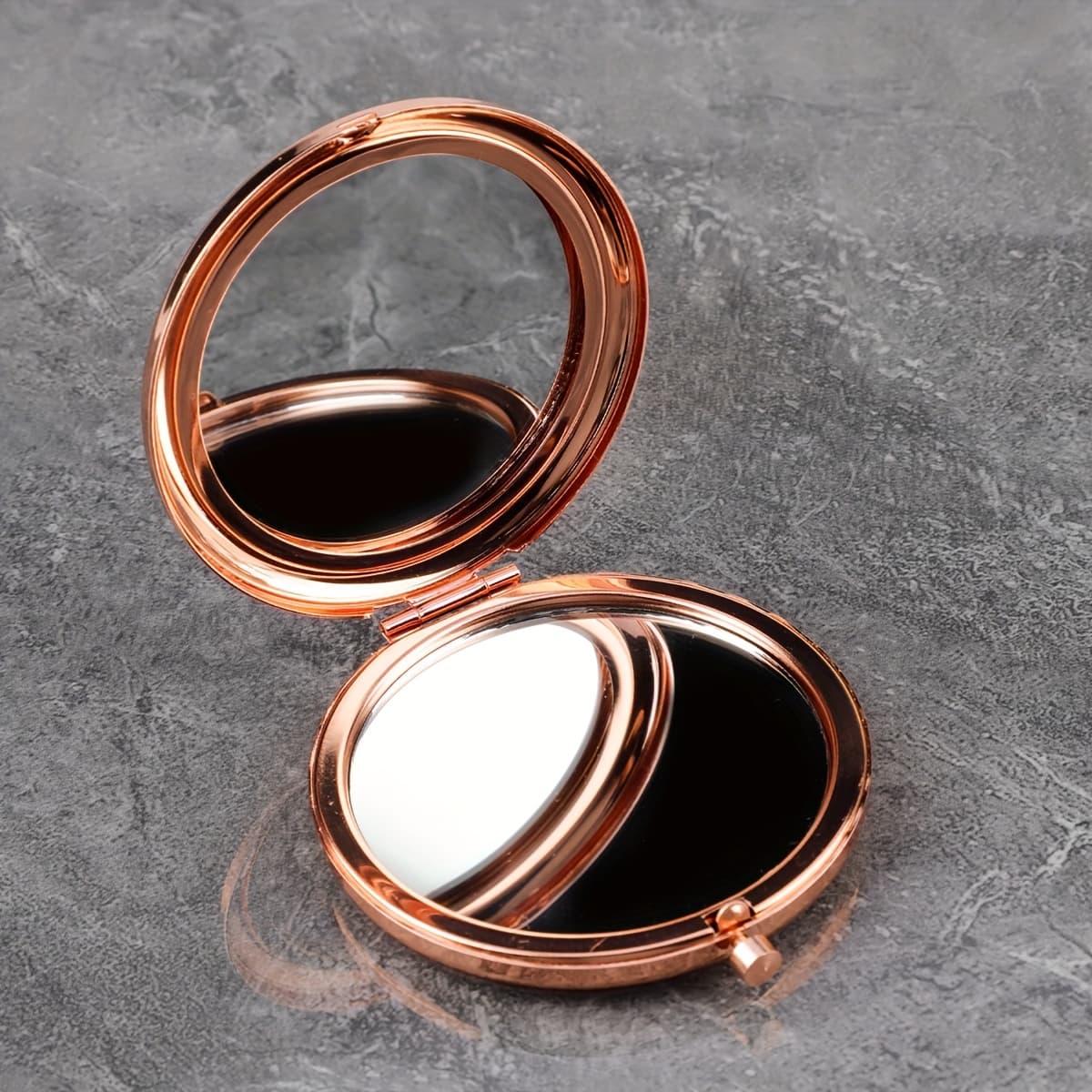 TEMU 1 Metal Double-sided Small Mirror, Portable Folding Makeup Mirror With High-definition Handheld