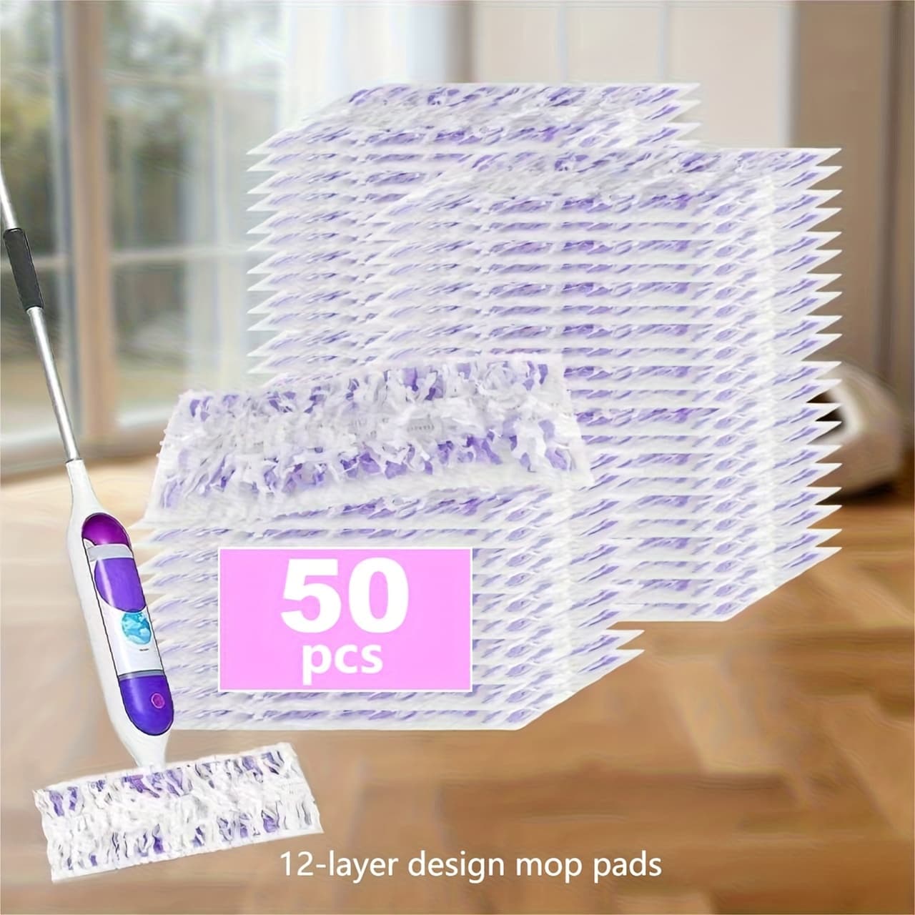 TEMU 50 Count Swiffers Power Mop Pads, Use, Disposable Power Mop Pads Refills For Multi-surface And Power Mop Wood Mop (no Mop Rod)