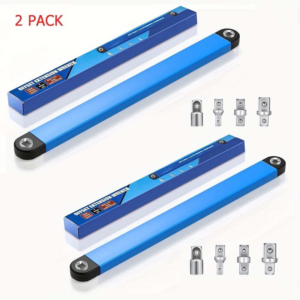 TEMU Offset Extension Wrench, Tight Reach Extension Wrench Set, With 1/2", 1/4" And 3/8" Square Drive Adapters, Universal Extensions Wrench For Small (1pc/2pcs/1 + 13 Accessories)
