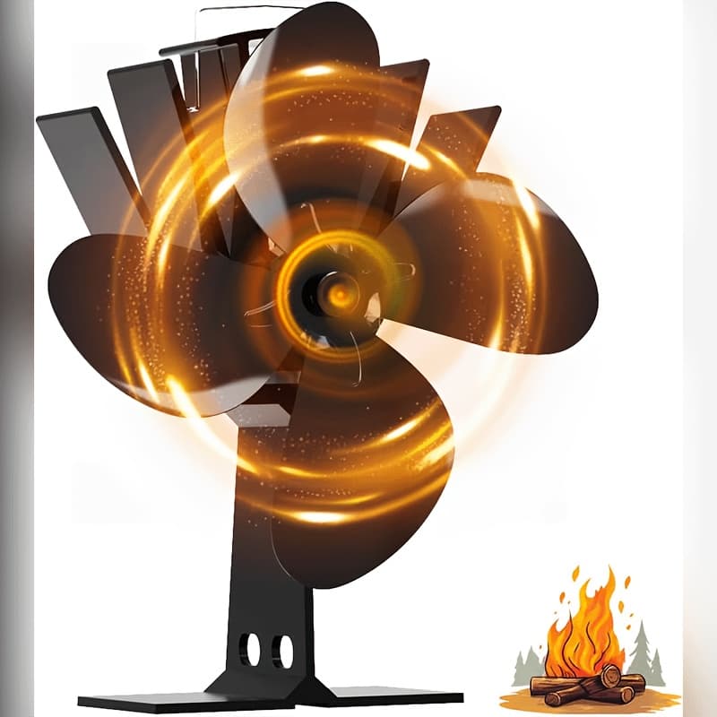 TEMU 8-blade Wood Stove Fan, Dual Motor Fireplace Fan For Buddy Heater, Wood/log Burner Stove